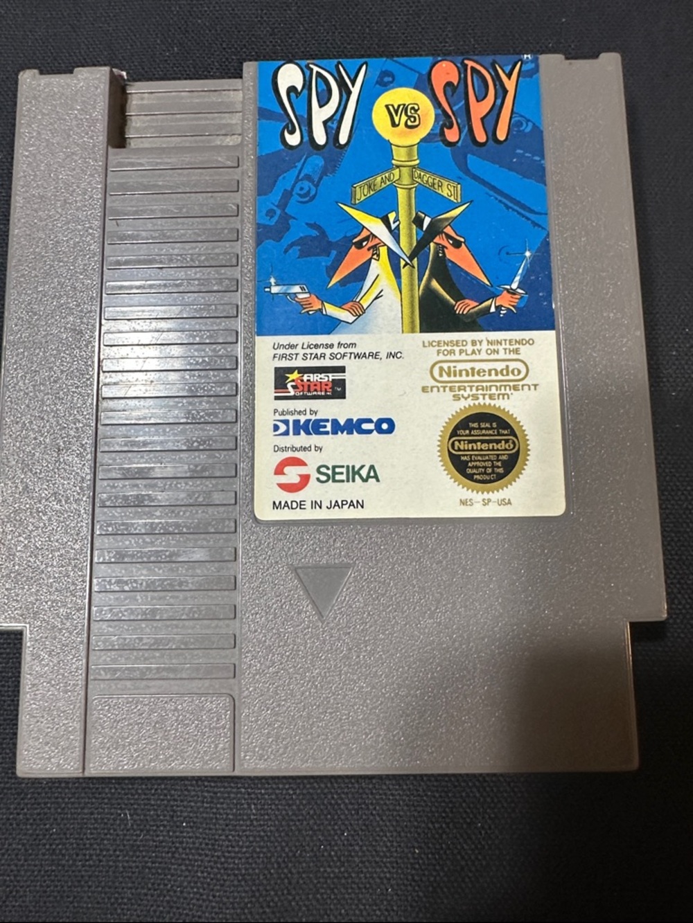 Vintage Nintendo Spy vs Spy NES Cartridge - Gray with Blue Label